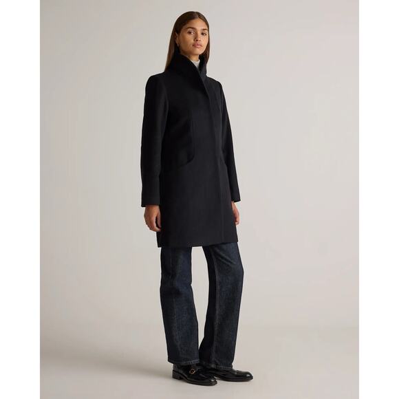 NWT Quince Women's M Italian Wool Cocoon Winter Coat Cadet In Black Preppy $170 - Picture 6 of 16